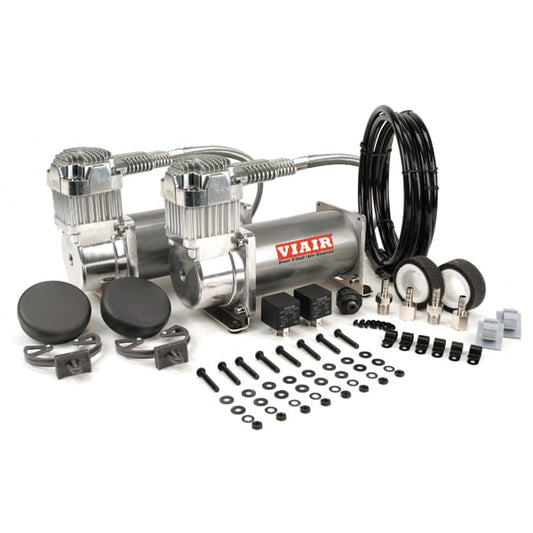 VIA38002 Viair 380C PEWTER "Dual Pack" (2) 380C Compressors (2) Relays (1) 200psi pressure switch