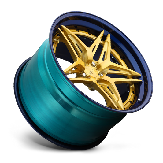 VDA Custom Forged - Brushed Candy Gold w/ Nissan Ray Blue